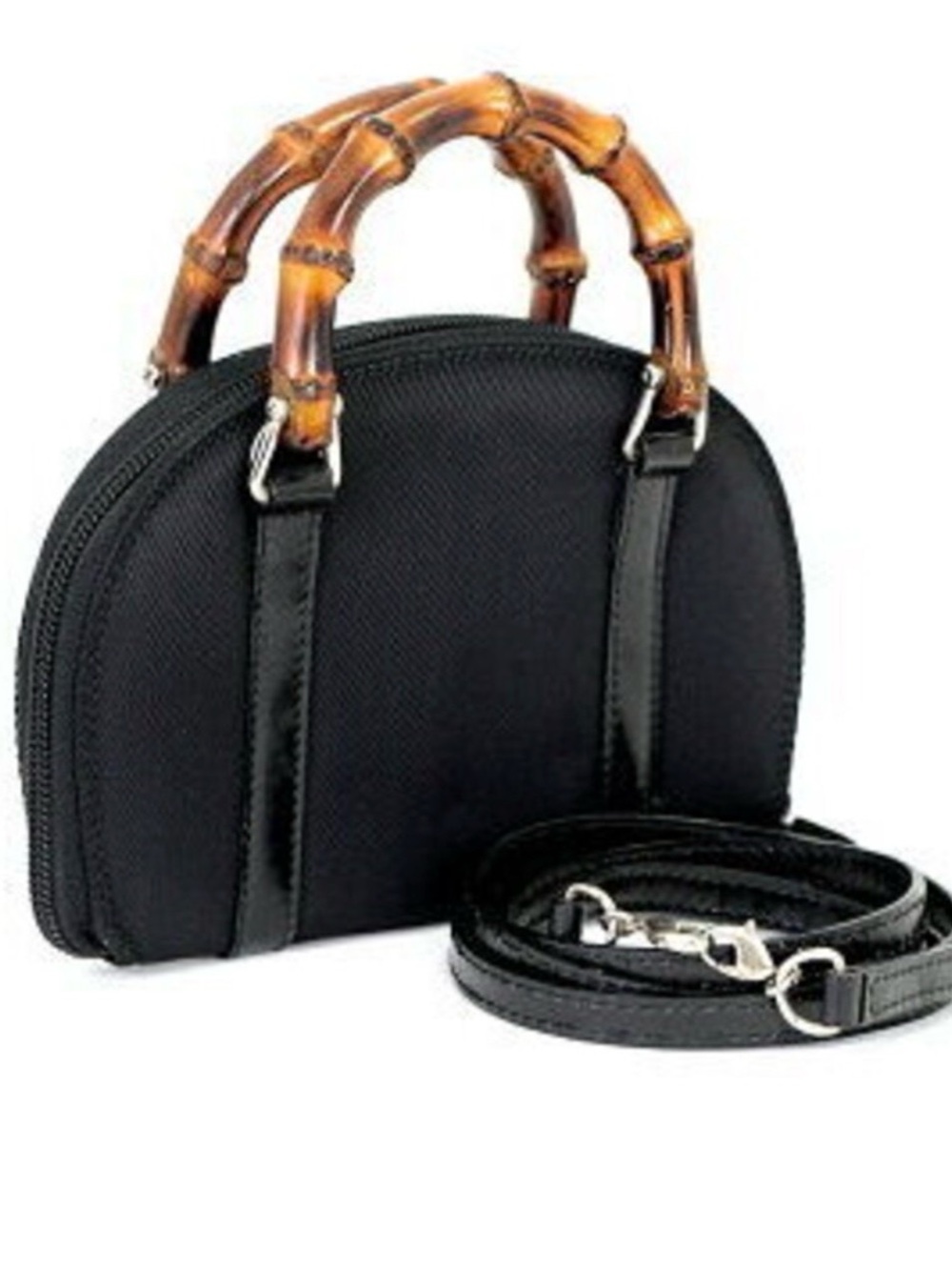 Gucci Black Mini Dome Bag with Bamboo Handles